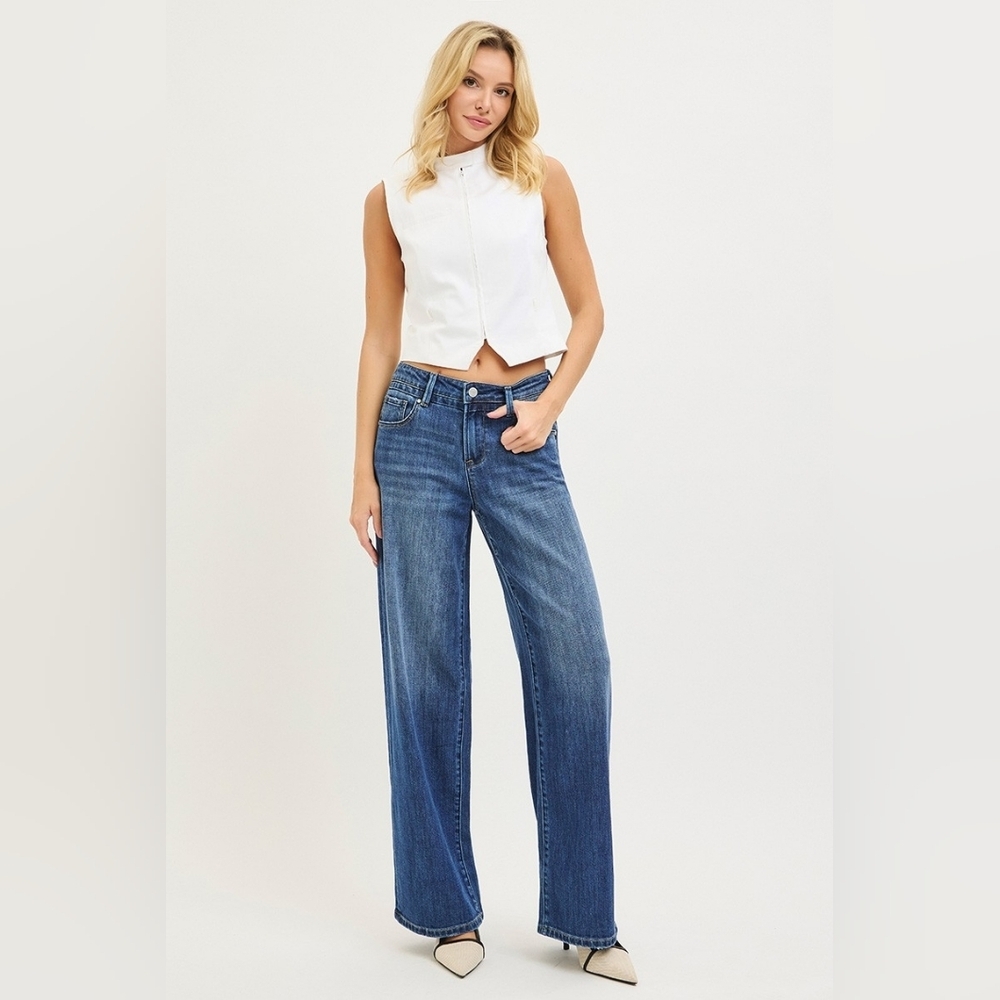 RISEN High Rise Dark Wash Slouchy Baggy Jeans Wide Leg Relaxed Various NEW